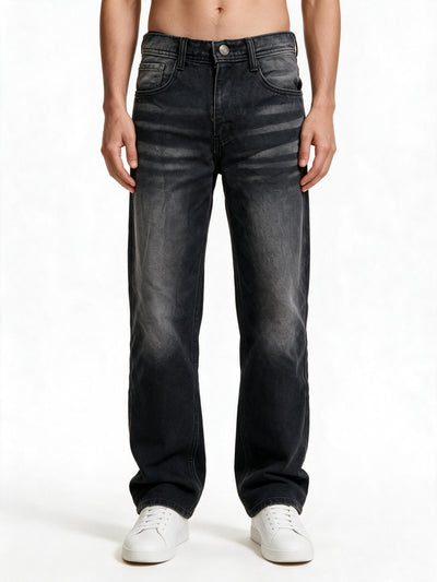 Deep Black Washed big Fold Denim