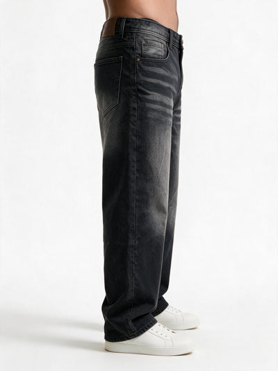 Deep Black Washed big Fold Denim