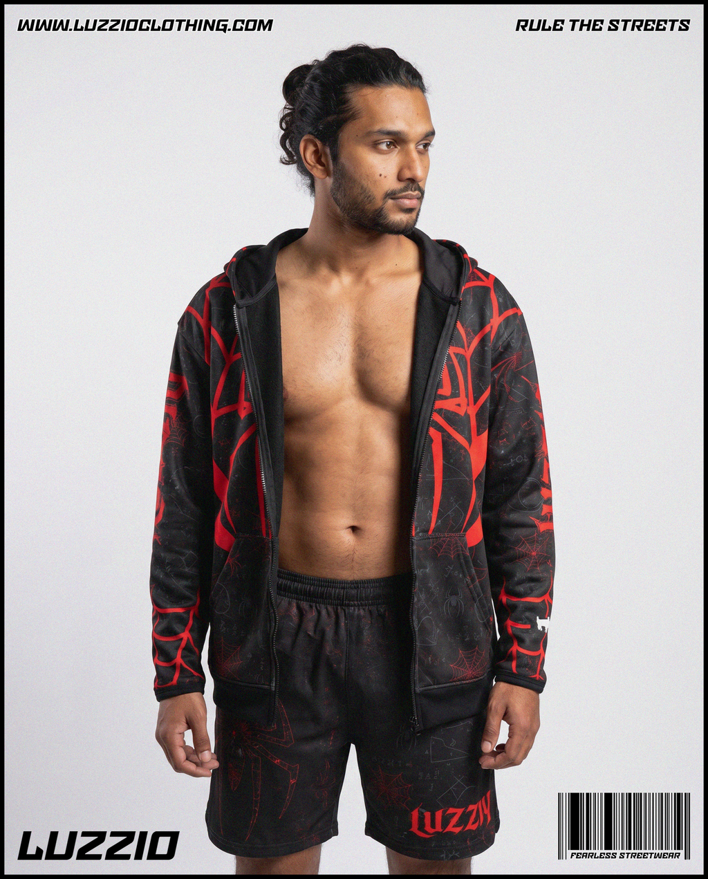 Spider Zip Up Hoodie & Shorts Set