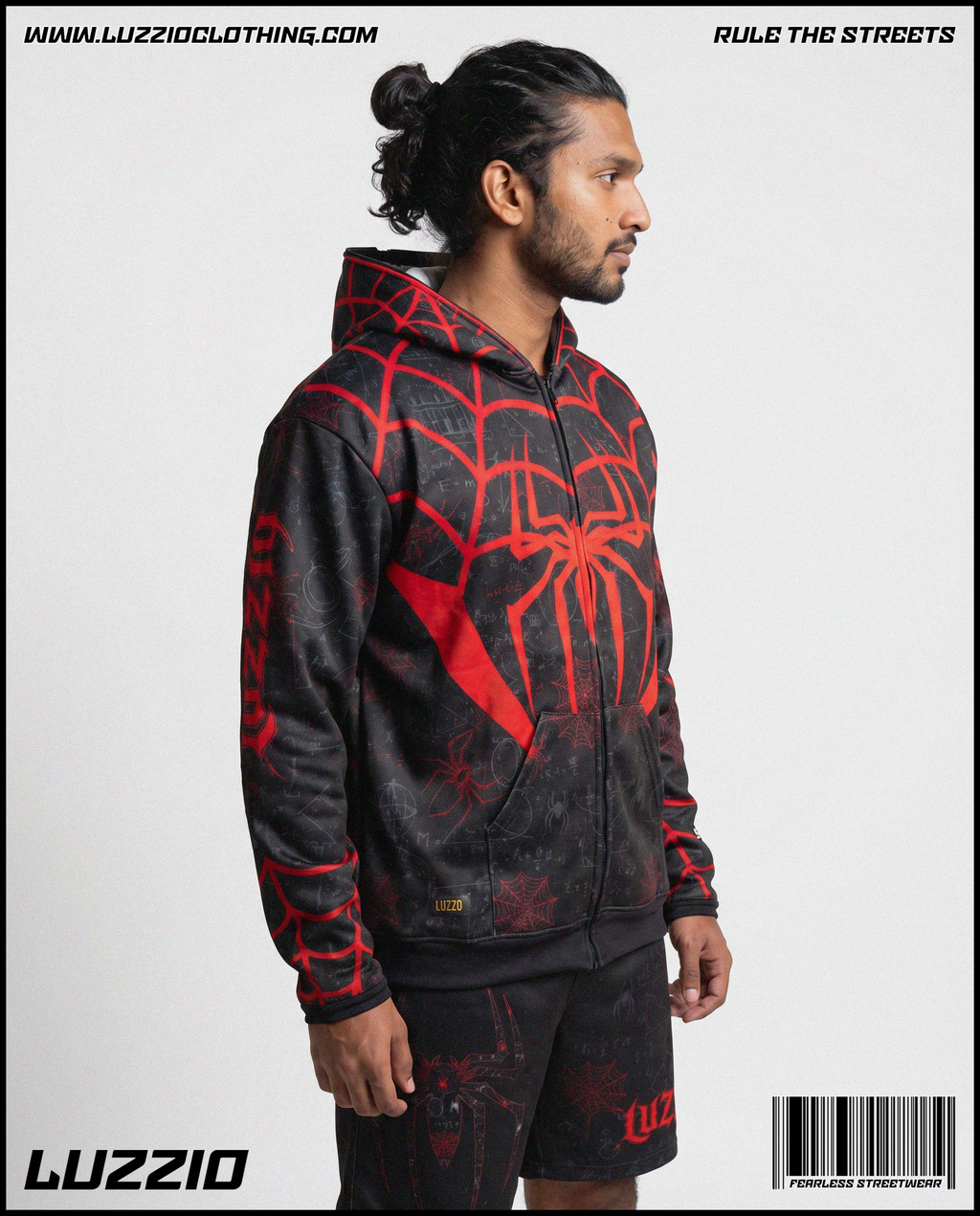 Spider Zip Up Hoodie & Shorts Set