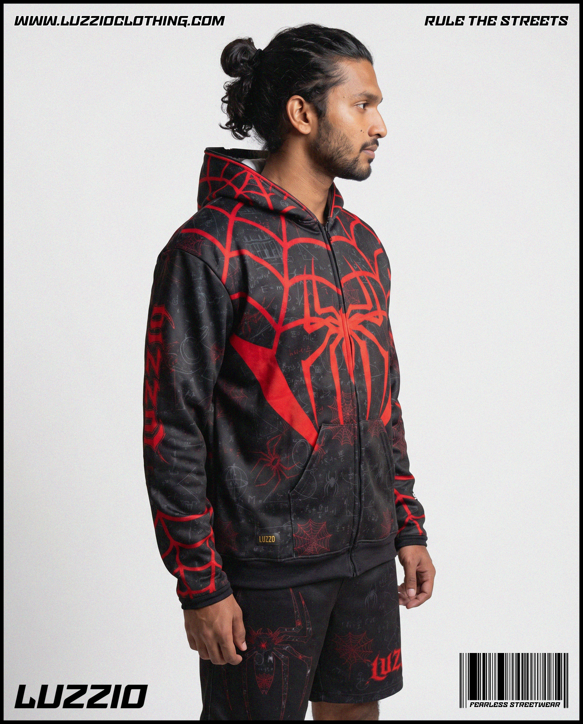Spider Zip Up Hoodie & Shorts Set