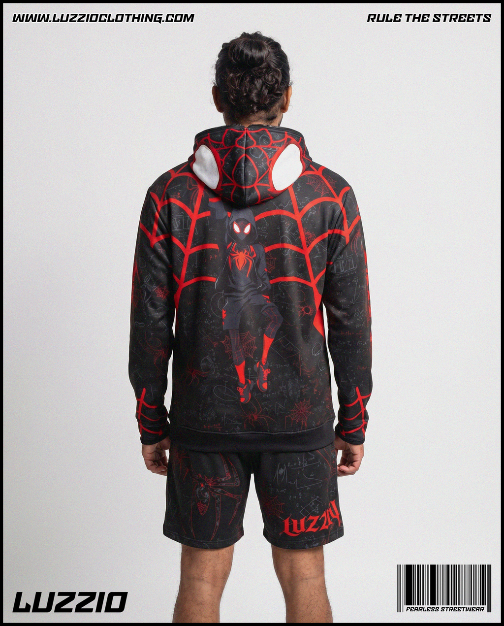 Spider Zip Up Hoodie & Shorts Set