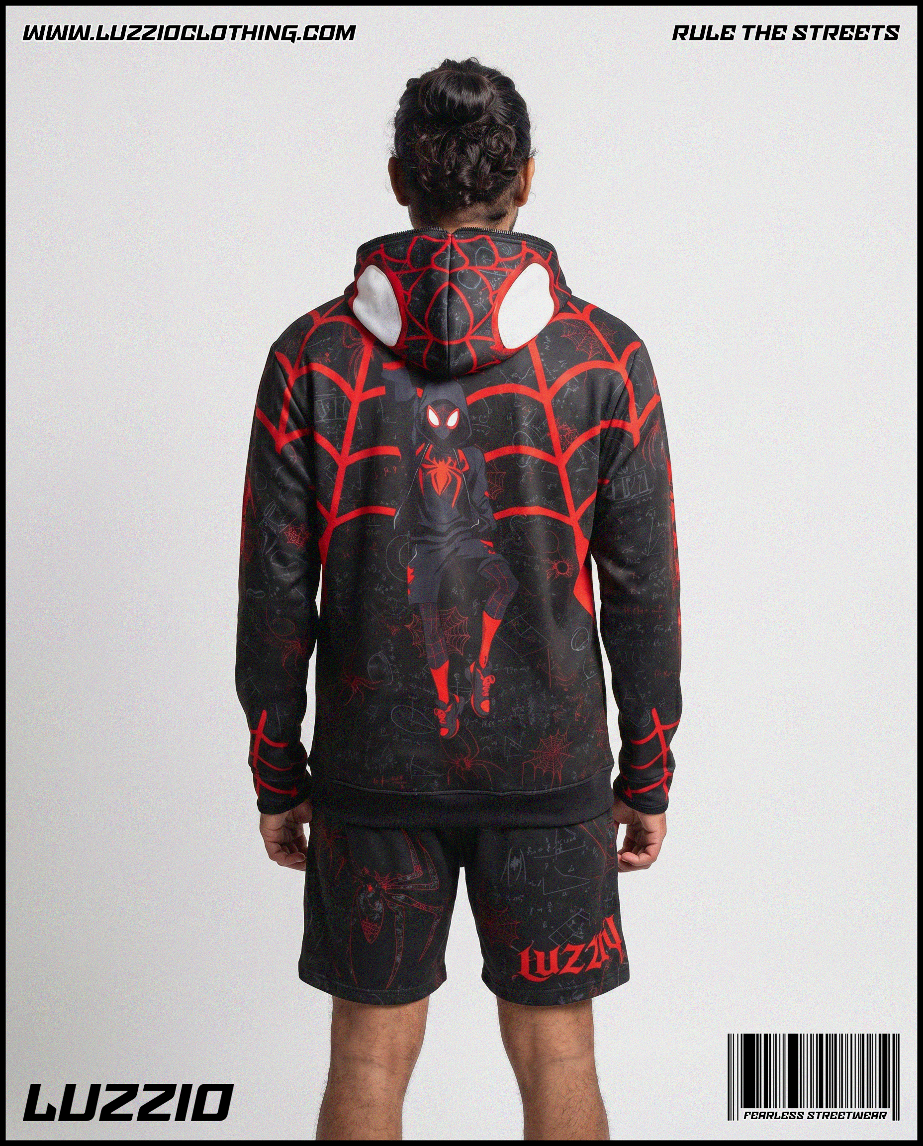 Spider Zip Up Hoodie & Shorts Set