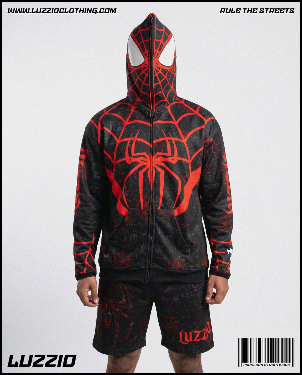 Spider Zip Up Hoodie & Shorts Set