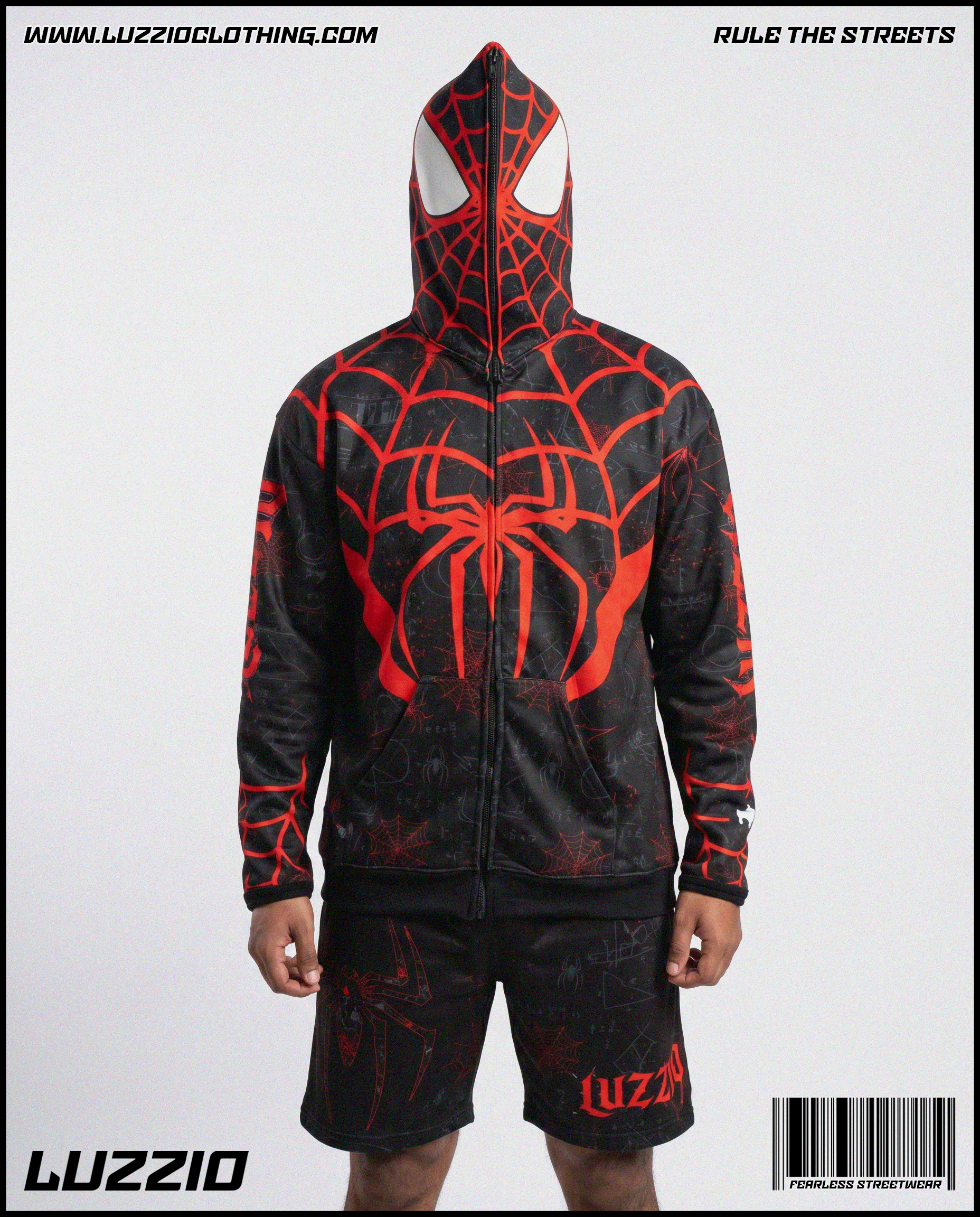 Spider Zip Up Hoodie & Shorts Set