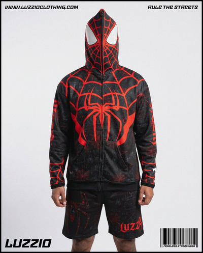Spider Zip Up Hoodie & Shorts Set